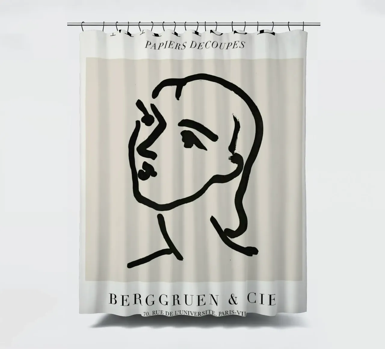 Matisse "Papiers Découpés" Abstract Face Line Art Print cortina de baño de homdeco
