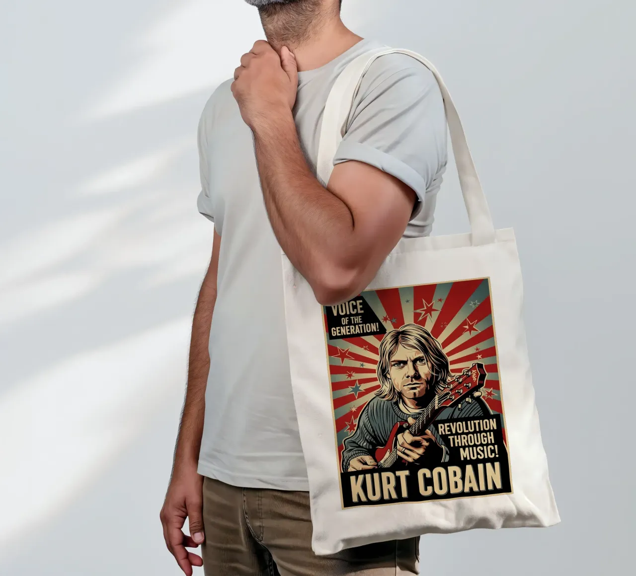 Kurt Cobain vintage style tote bag by Lembayung art