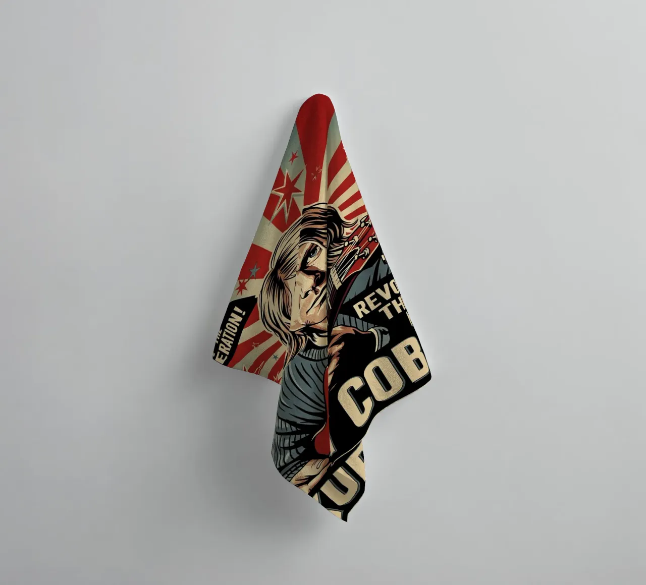 Kurt Cobain vintage style towel by Lembayung art