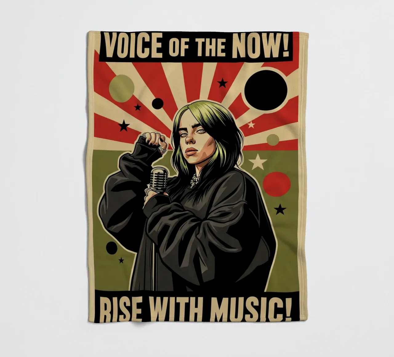 Billie Eilish vintage style fleece blanket by Lembayung art