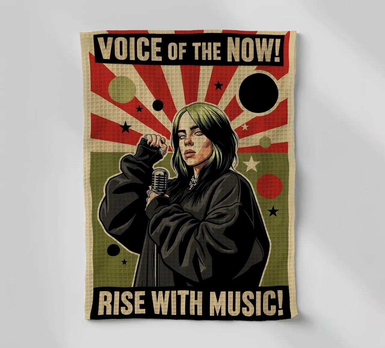 Billie Eilish vintage style tea towel by Lembayung art