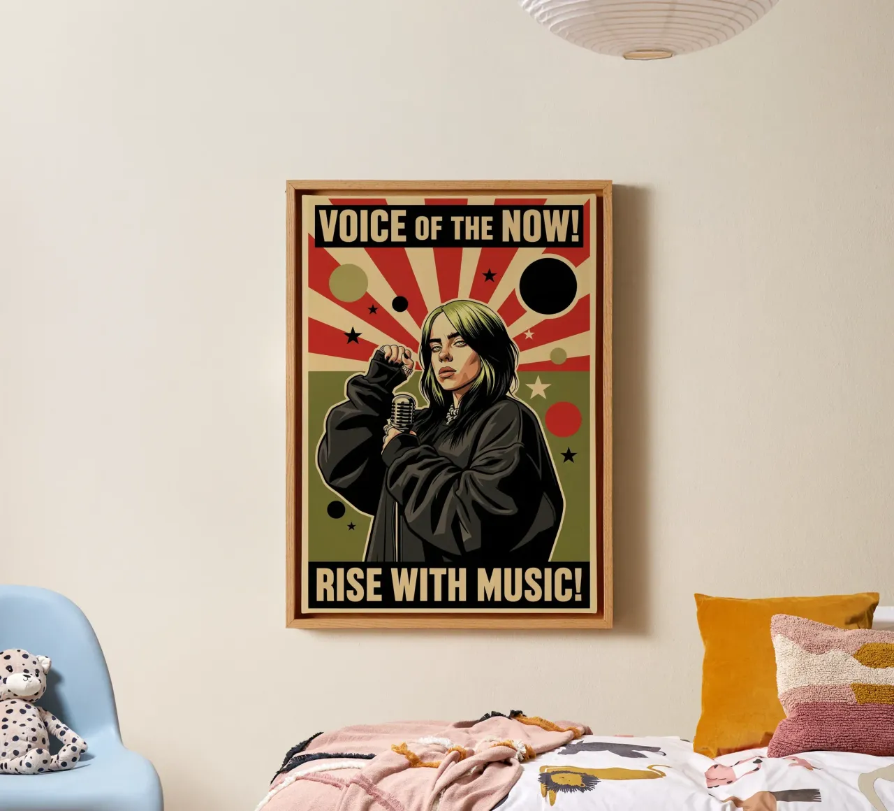 Billie Eilish vintage style canvas with Floater frame by Lembayung art