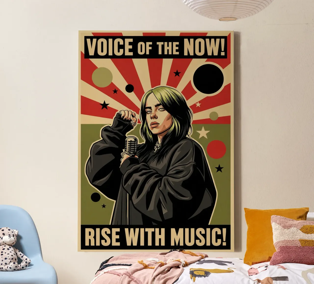 Billie Eilish vintage style canvas with Floater frame by Lembayung art