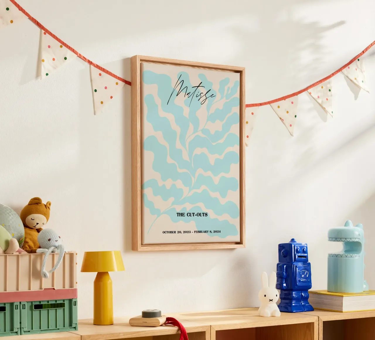 Matisse "De uitsnijdingen" Sereen Blauw Blad Abstract Poster canvas met Baklijst van homdeco