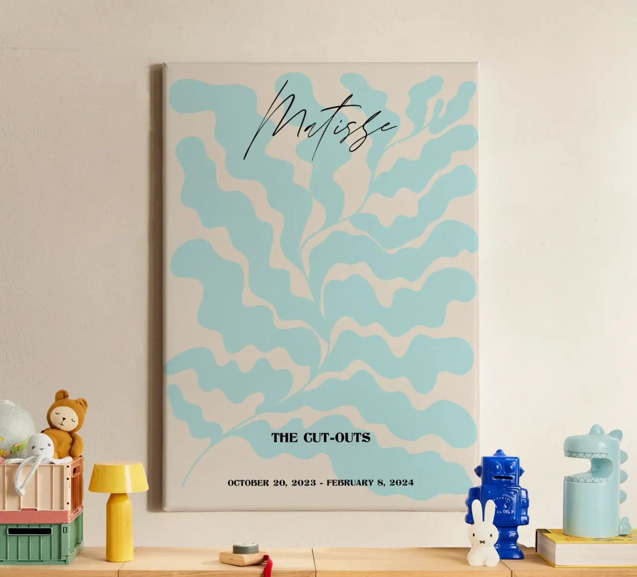 Matisse "De uitsnijdingen" Sereen Blauw Blad Abstract Poster canvas met Baklijst van homdeco