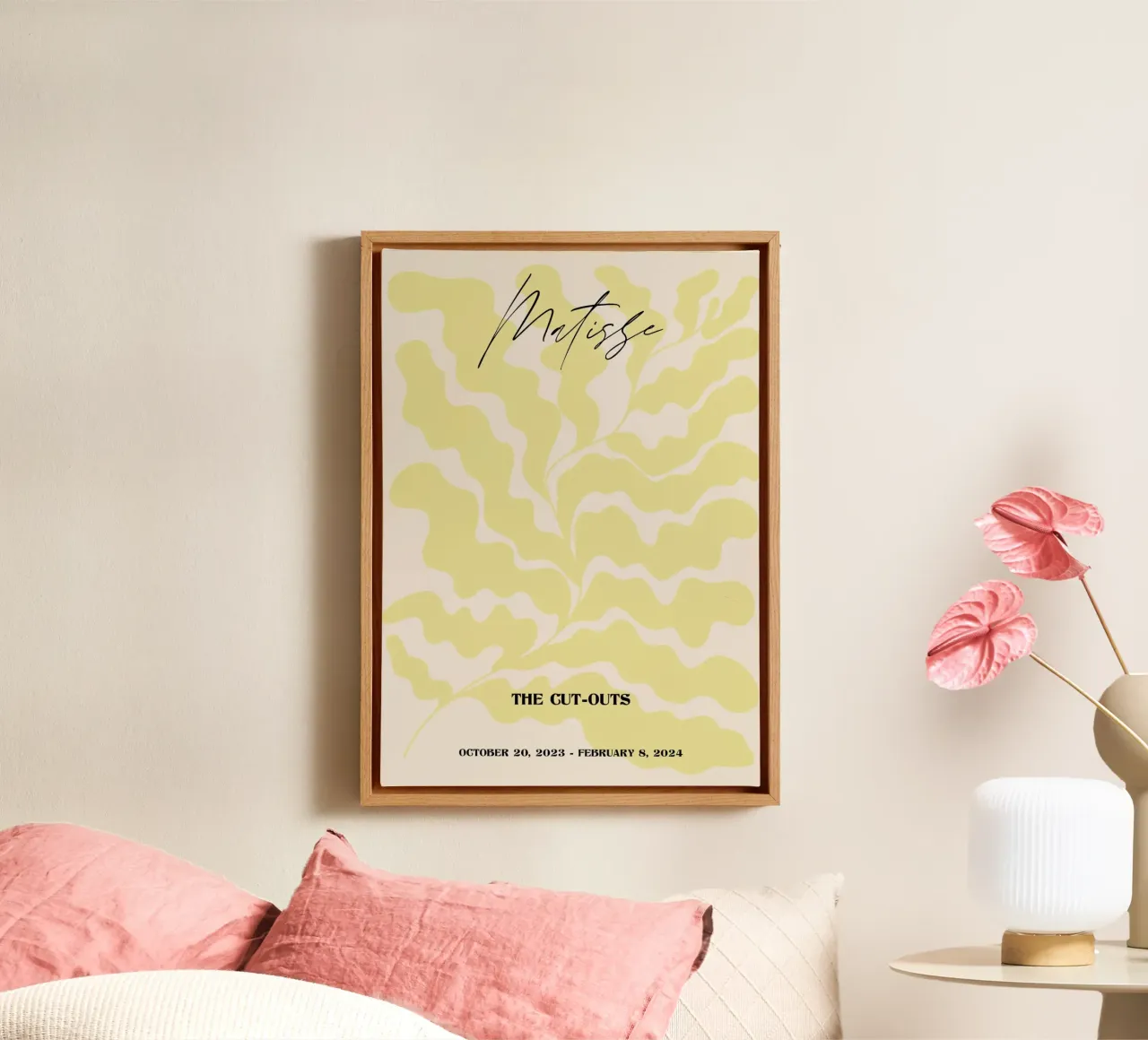 Matisse "De uitsnijdingen" Geel Abstract Blad Poster canvas met Baklijst van homdeco