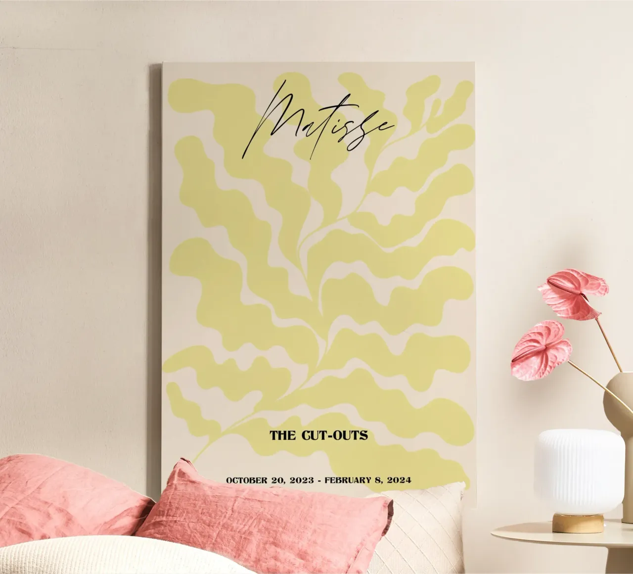 Matisse "De uitsnijdingen" Geel Abstract Blad Poster canvas met Baklijst van homdeco