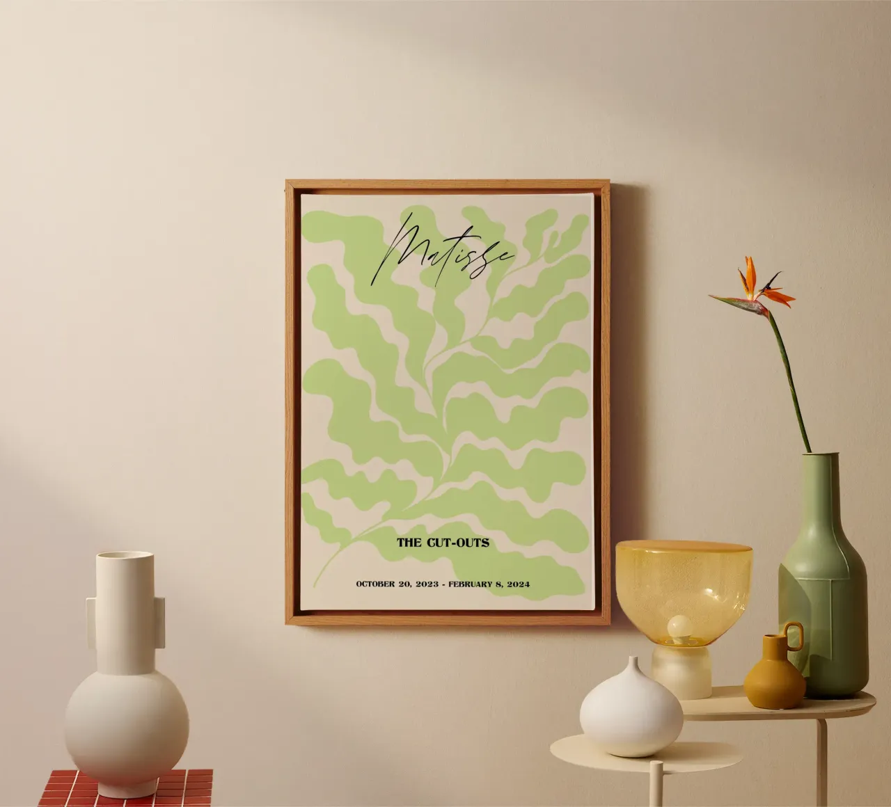 Matisse "De uitsnijdingen" Abstract Groen Blad Poster canvas met Baklijst van homdeco