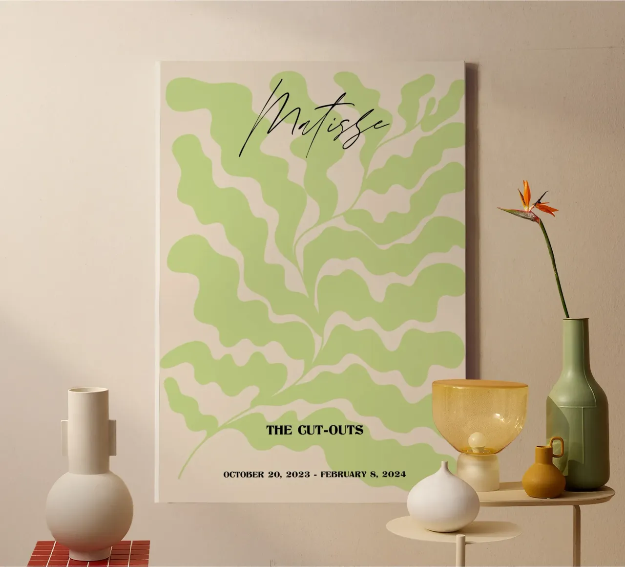 Matisse "De uitsnijdingen" Abstract Groen Blad Poster canvas met Baklijst van homdeco