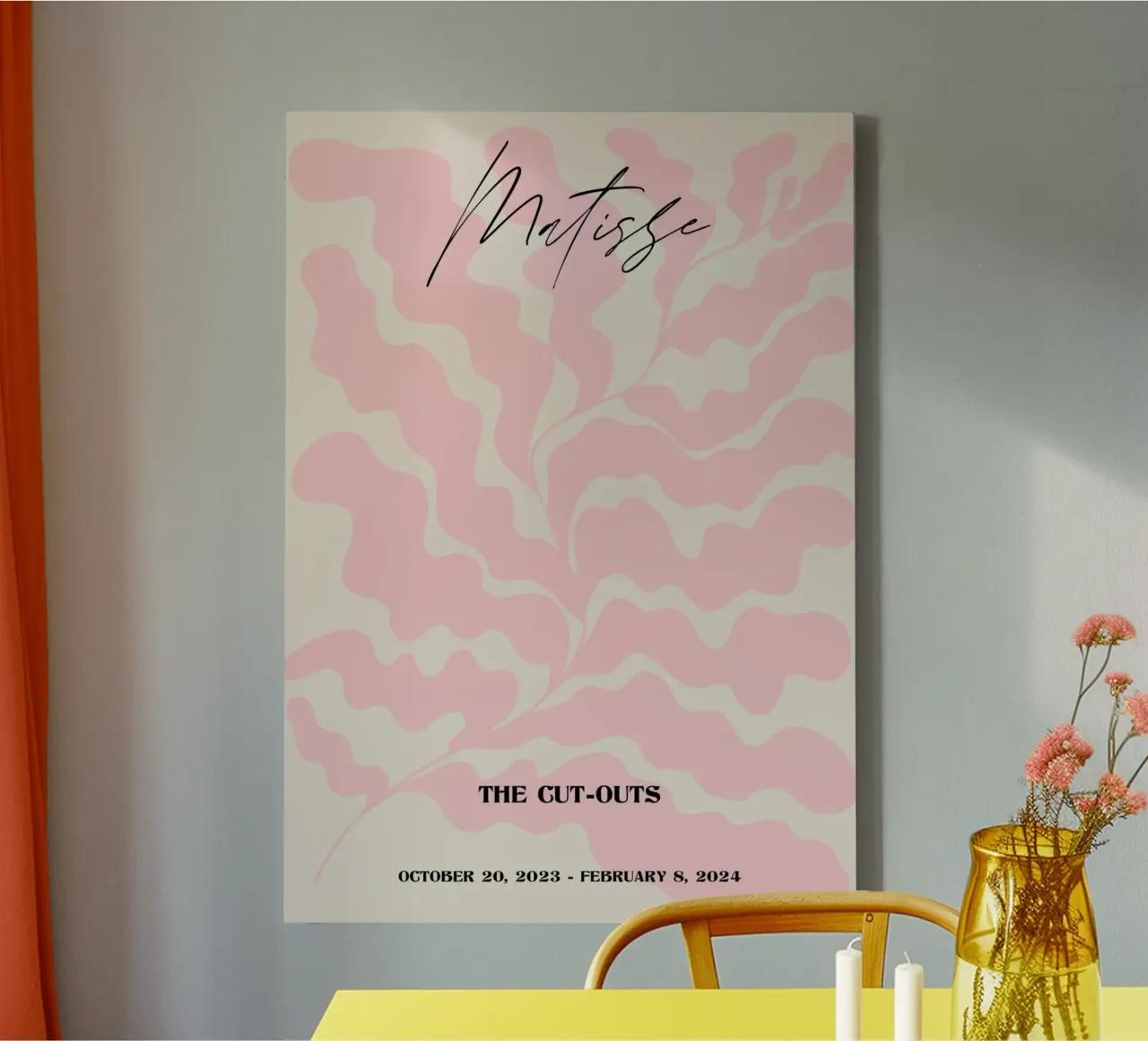 Matisse "De uitsnijdingen" Abstract Roze Blad Poster canvas met Baklijst van homdeco