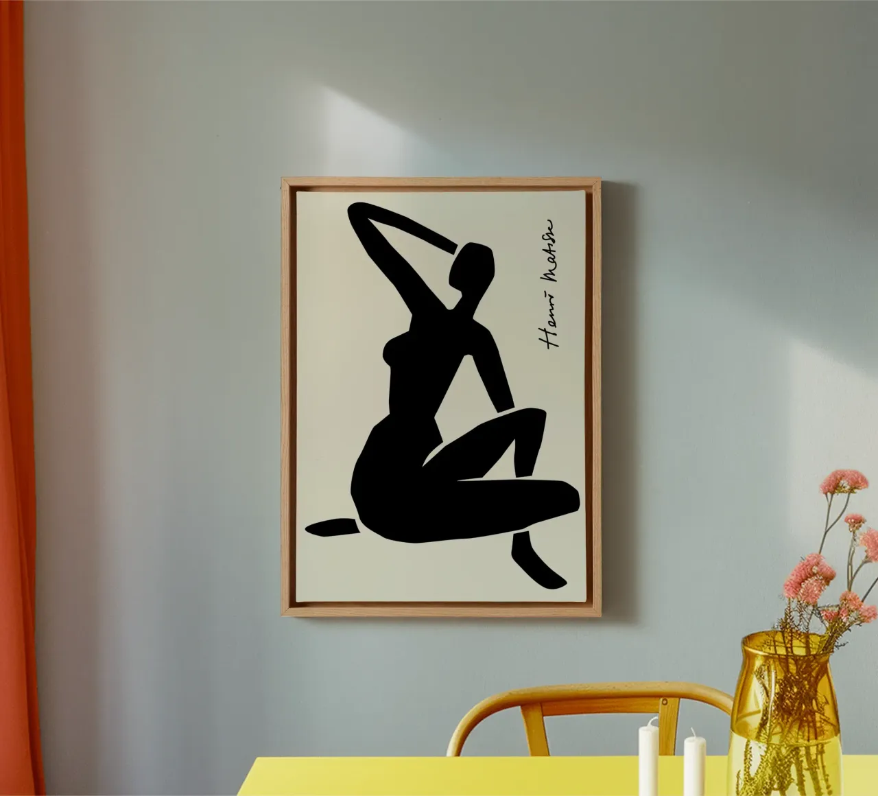 Matisse "Naaktstudie" Zwart Silhouet Kunstdruk canvas met Baklijst van homdeco