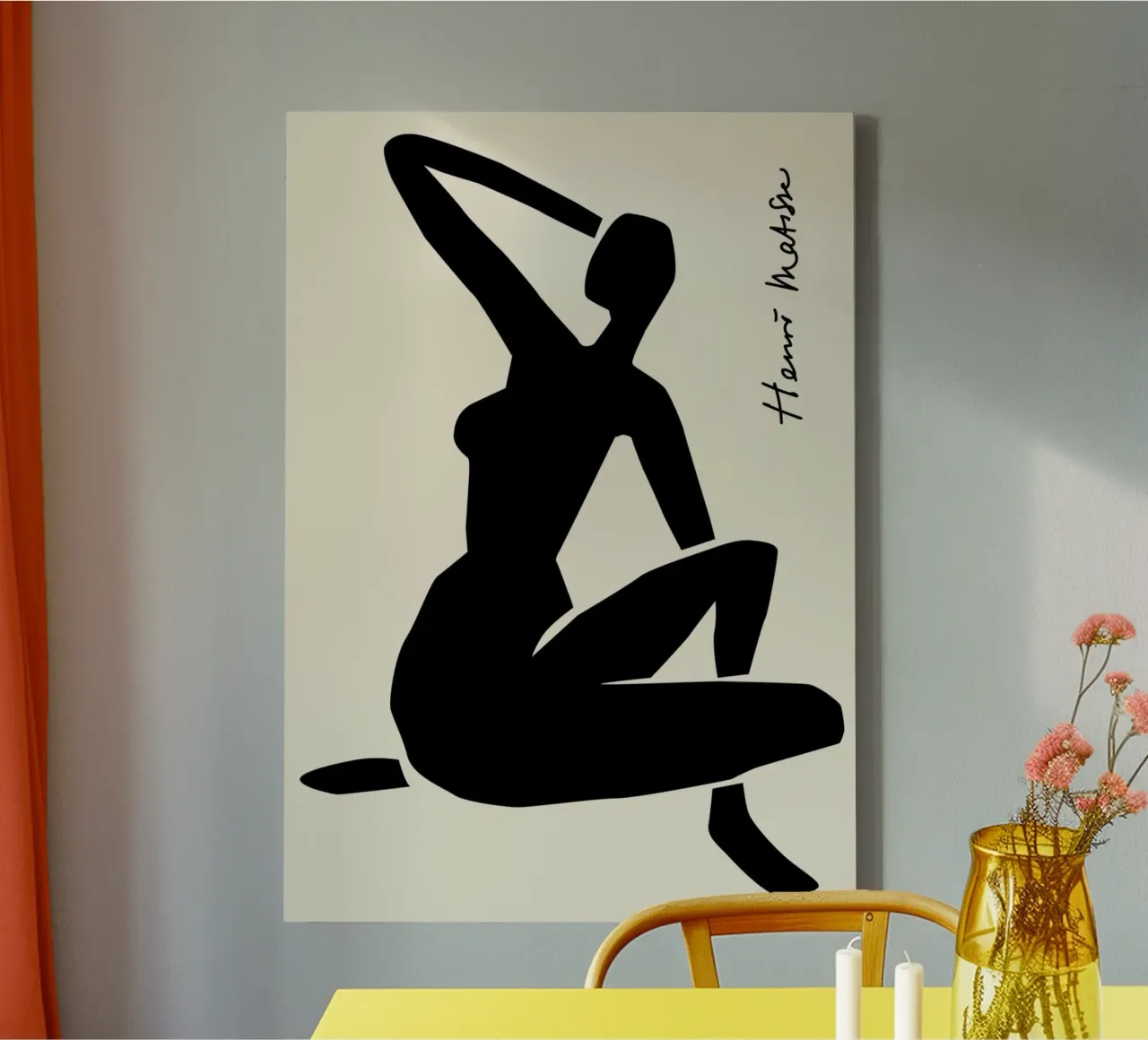 Matisse "Naaktstudie" Zwart Silhouet Kunstdruk canvas met Baklijst van homdeco