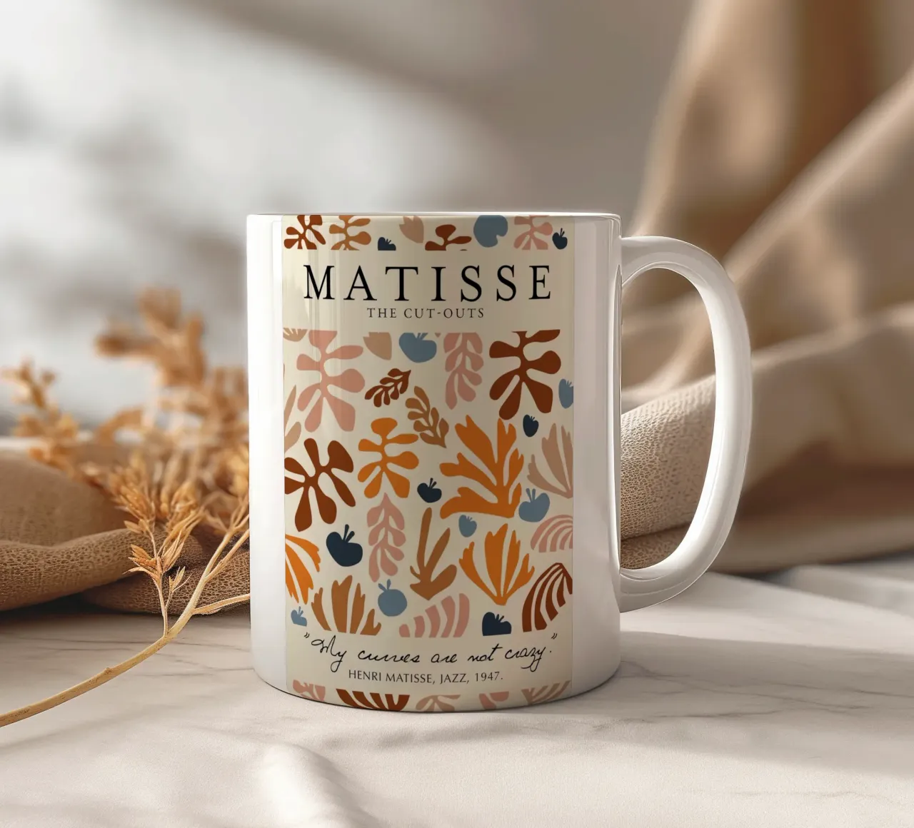 Poster botanico astratto e con citazioni di Matisse "I ritagli" tazza in ceramica da homdeco