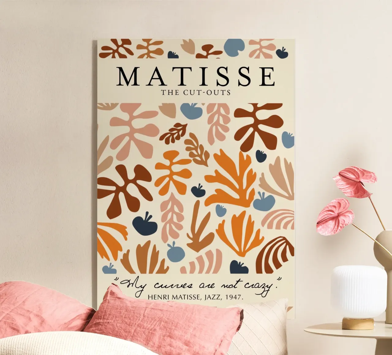 Poster botanico astratto e con citazioni di Matisse "I ritagli" plexiglass da homdeco