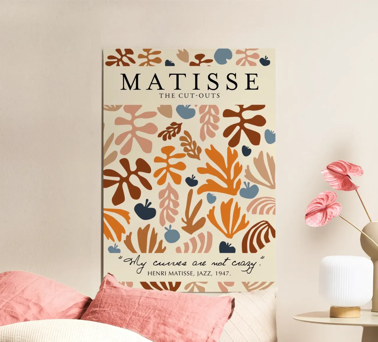 Poster botanico astratto e con citazioni di Matisse "I ritagli" pannello forex da homdeco