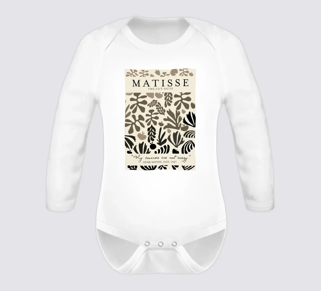 Poster astratto botanico neutro "I ritagli" di Matisse body neonato maniche lunghe da homdeco