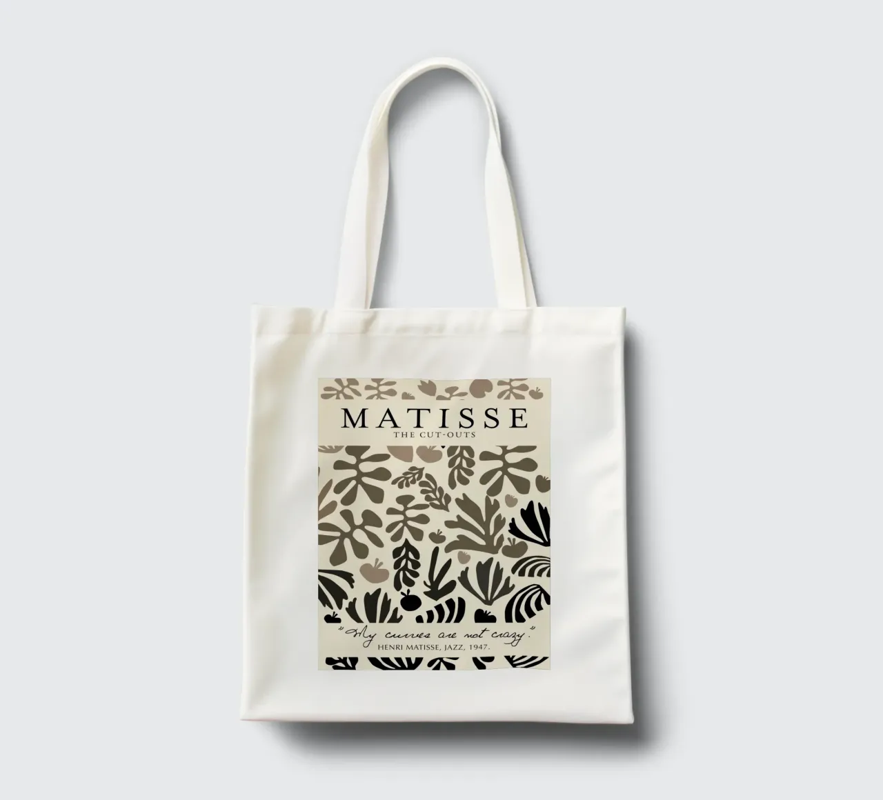 Poster astratto botanico neutro "I ritagli" di Matisse borsa in juta da homdeco