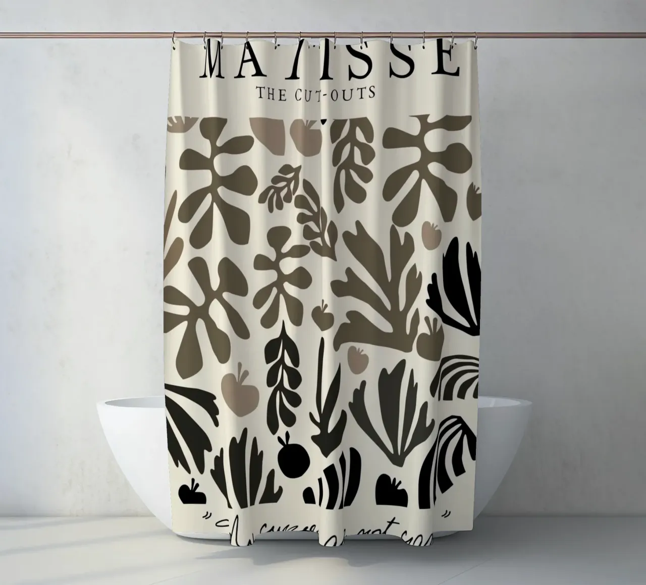 Poster astratto botanico neutro "I ritagli" di Matisse tenda da doccia da homdeco