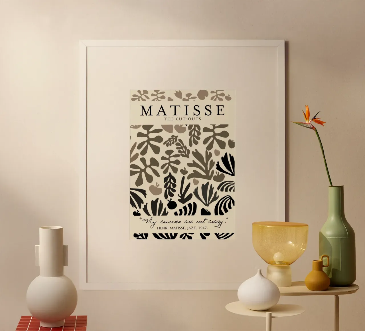 Poster astratto botanico neutro "I ritagli" di Matisse poster da homdeco