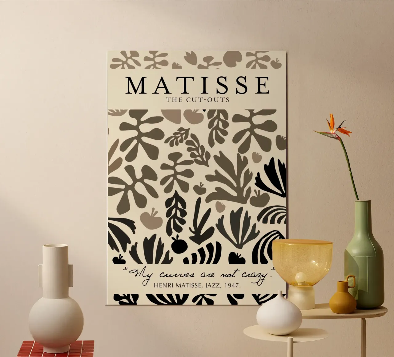 Poster astratto botanico neutro "I ritagli" di Matisse poster da homdeco