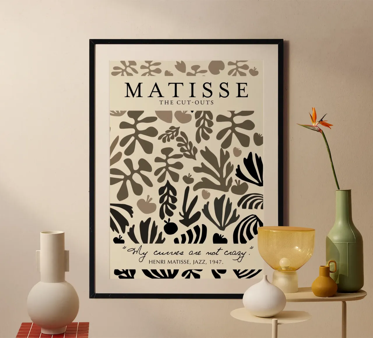 Poster astratto botanico neutro "I ritagli" di Matisse poster da homdeco