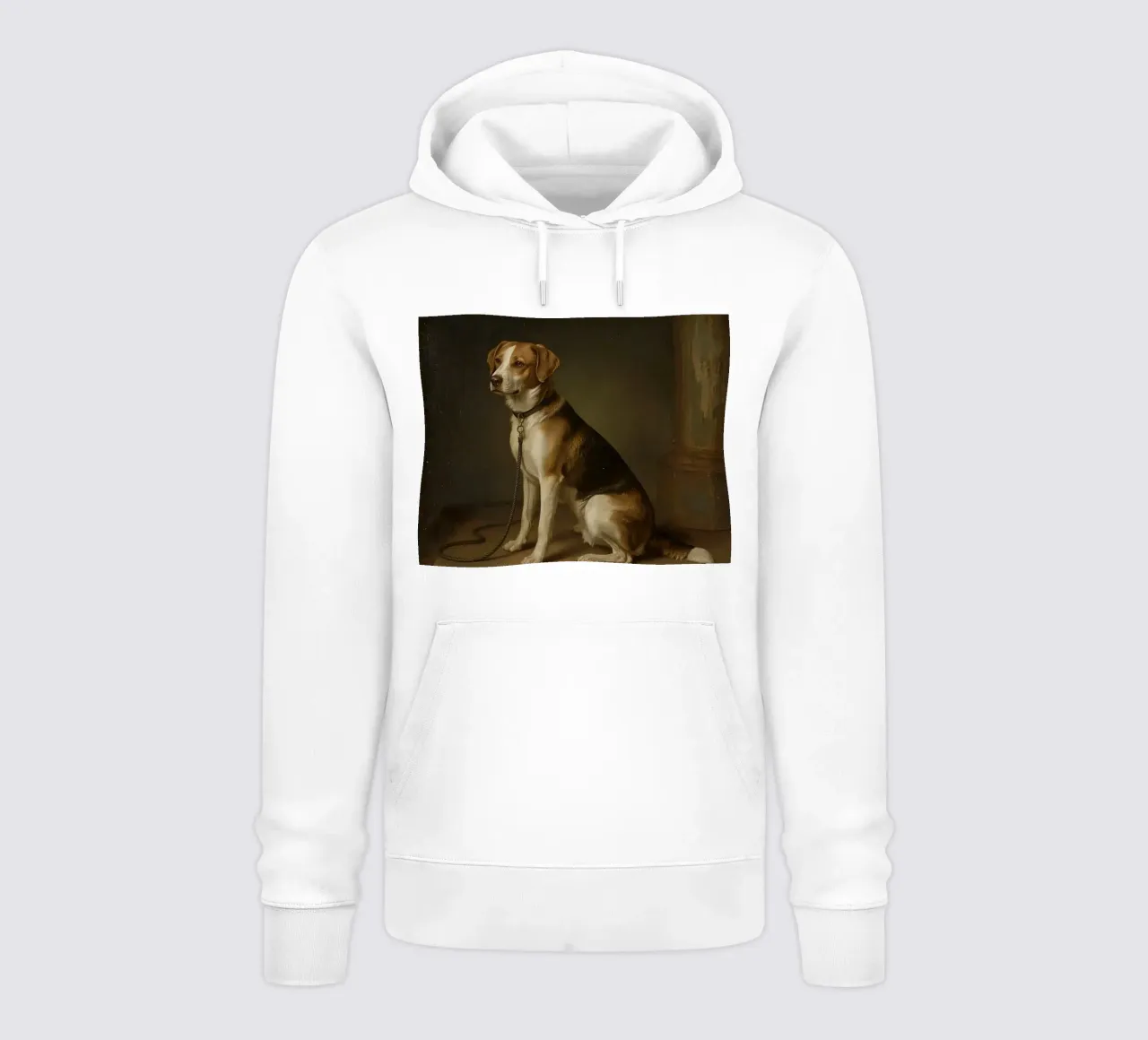 Cane in posa classica su sfondo scuro felpa con cappuccio da DesignDoodle
