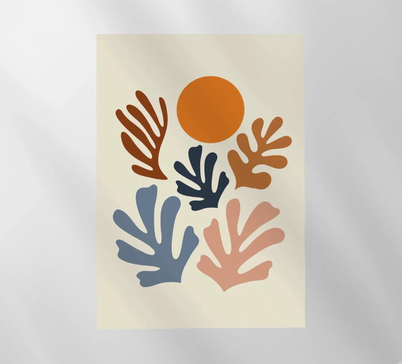 Forme organiche e sole astratto di ispirazione matissiana pellicola backlit da homdeco