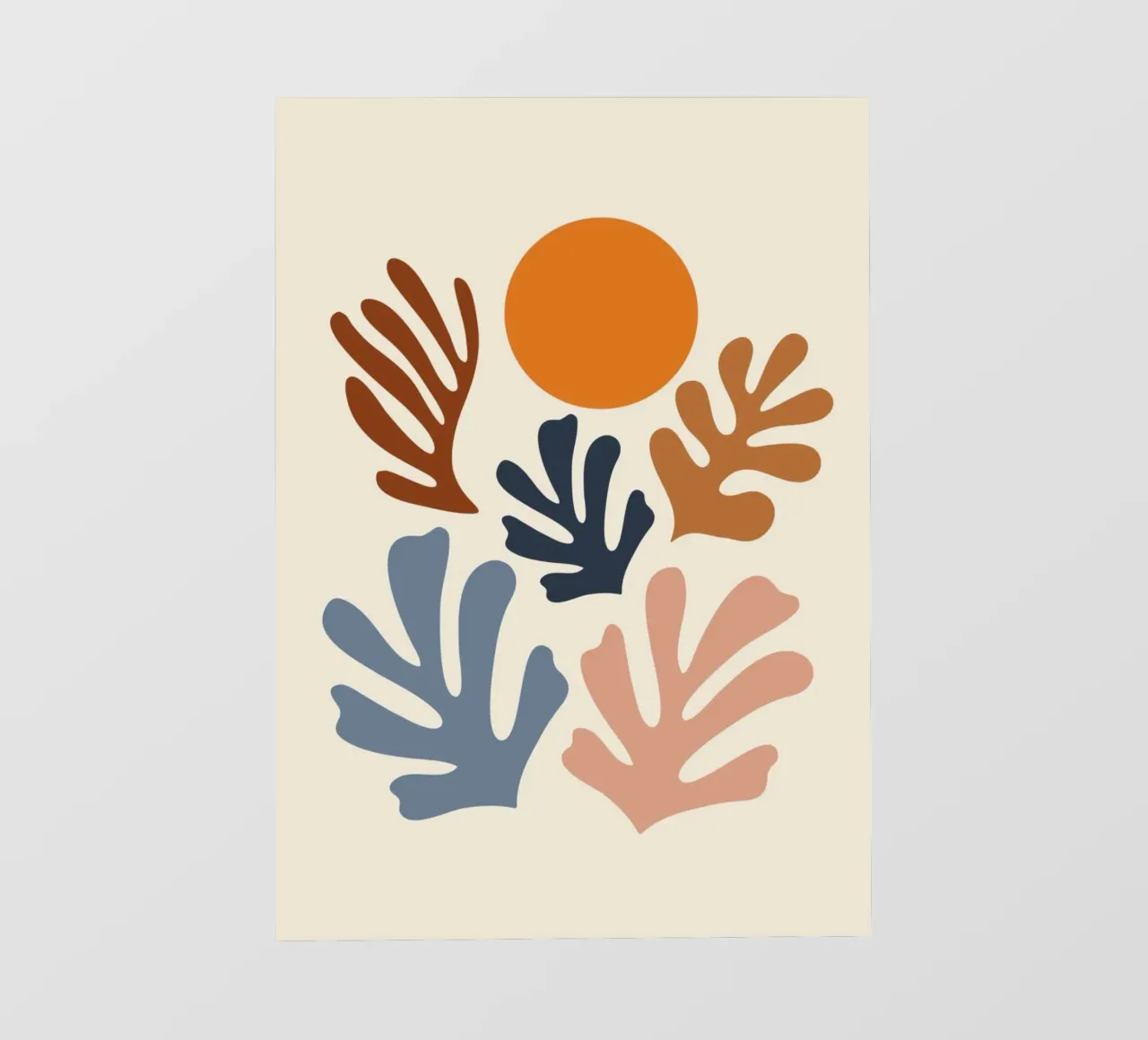 Forme organiche e sole astratto di ispirazione matissiana pellicola backlit da homdeco