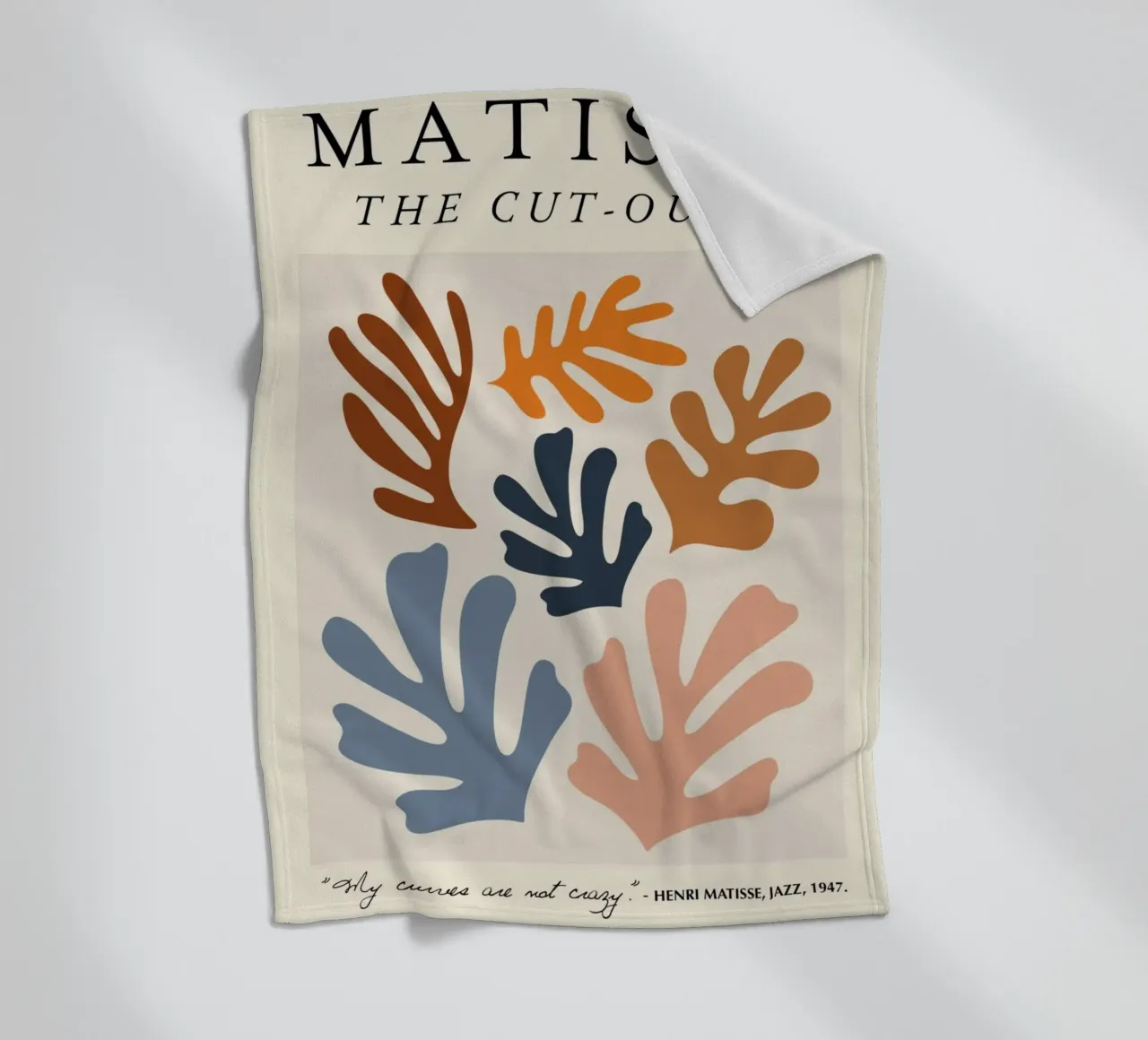 Matisse "Die Ausschnitte" Botanischer Abstrakt & Zitat Fleecedecke von homdeco