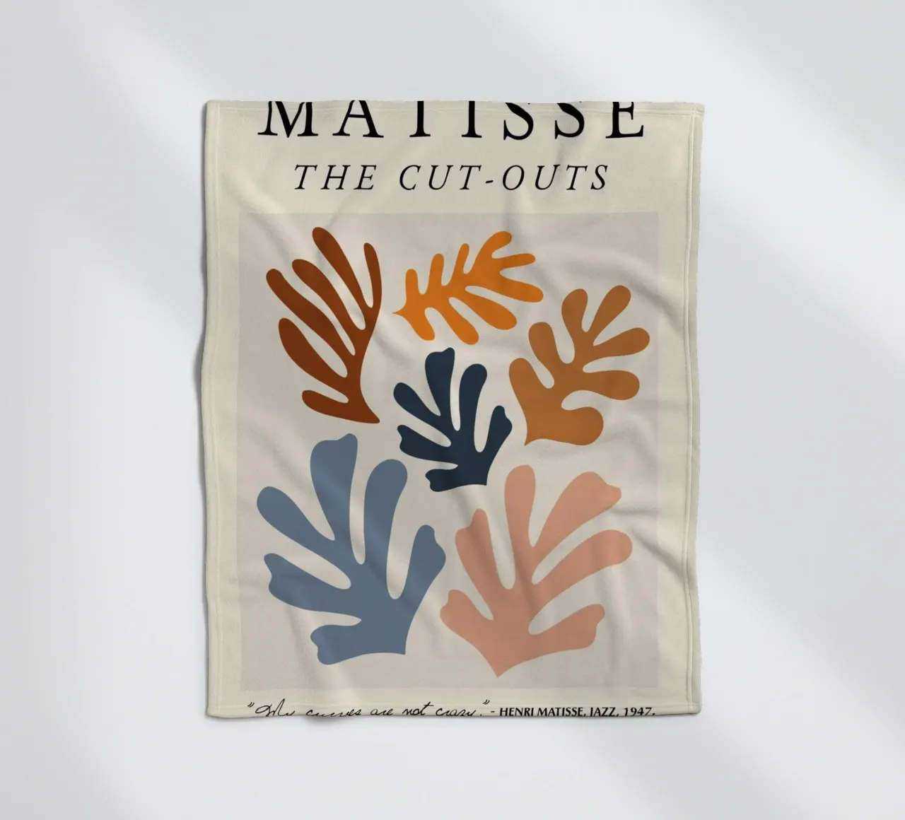 Matisse "Die Ausschnitte" Botanischer Abstrakt & Zitat Fleecedecke von homdeco