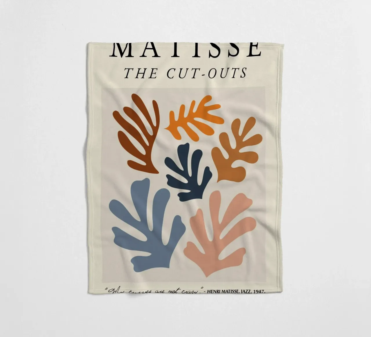 Matisse "Die Ausschnitte" Botanischer Abstrakt & Zitat Fleecedecke von homdeco