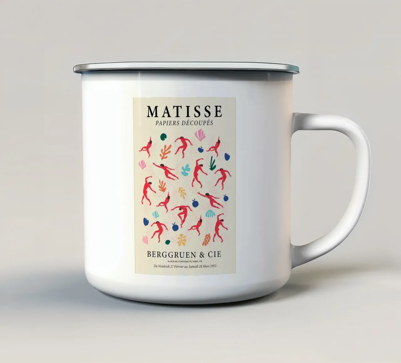 Matisse "Papiers Découpés" Dancing Figures & Nature Abstract Emaille Tasse von homdeco