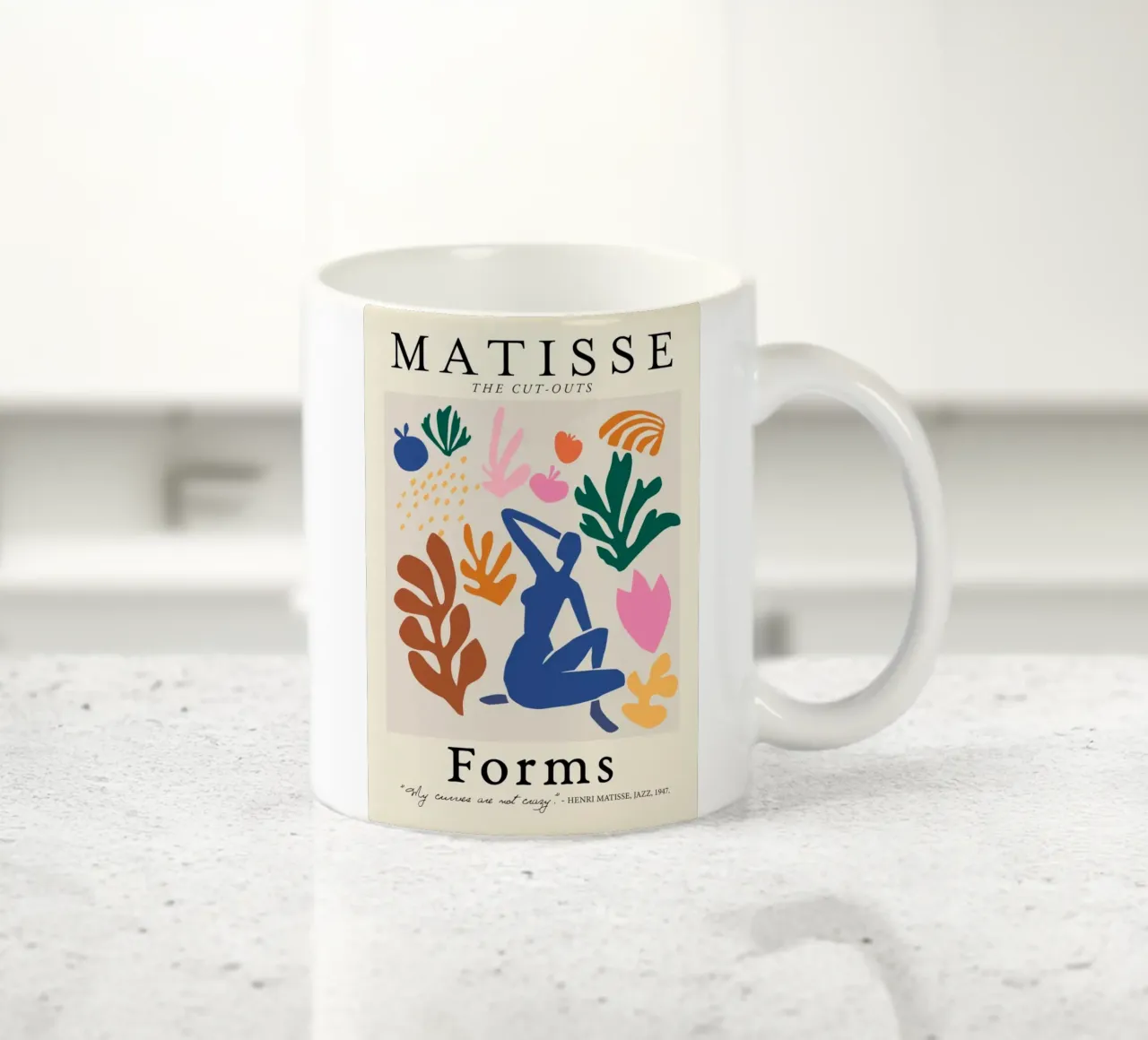 Poster Matisse "I ritagli" Nudo e forme botaniche tazza in ceramica da homdeco