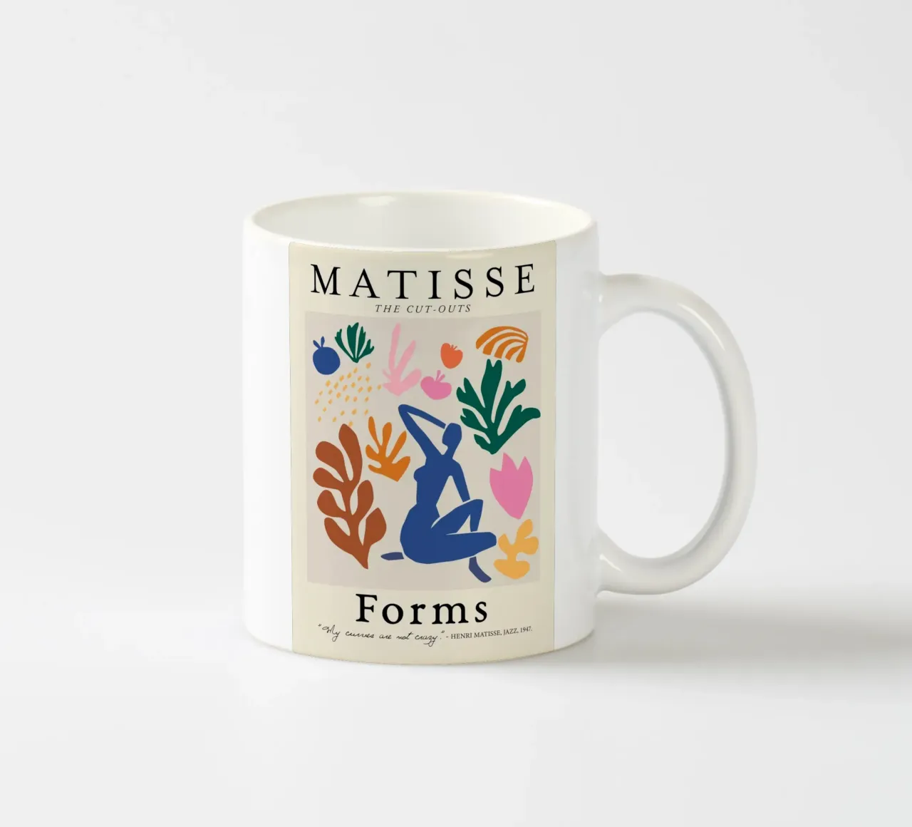 Poster Matisse "I ritagli" Nudo e forme botaniche tazza in ceramica da homdeco