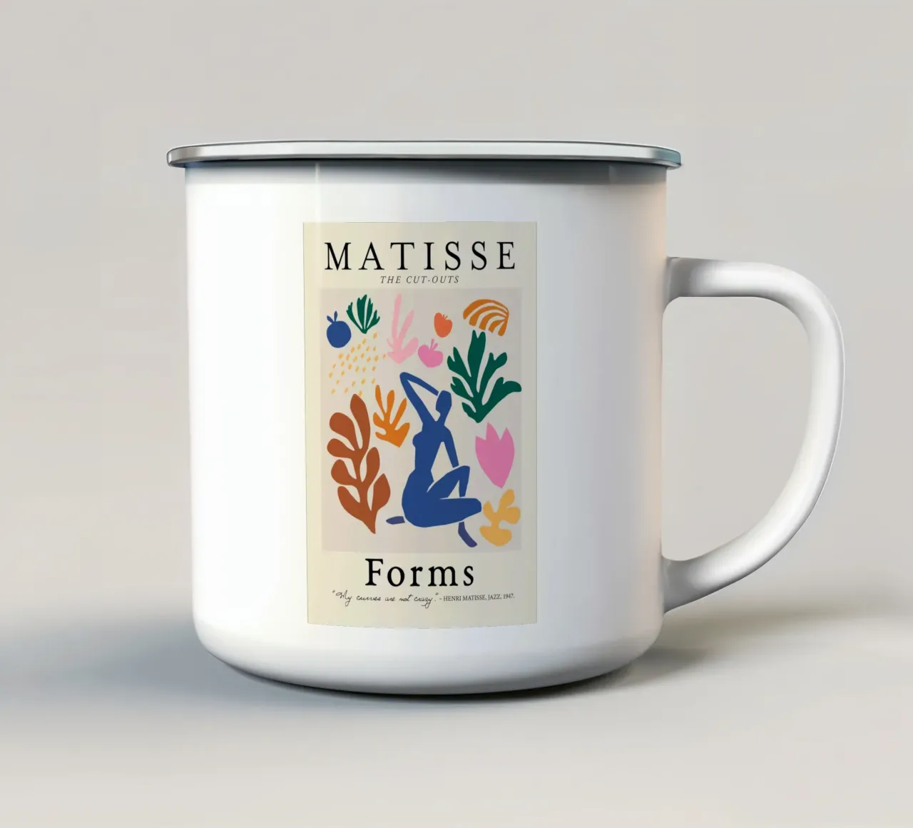 Poster Matisse "I ritagli" Nudo e forme botaniche tazza in smalto da homdeco