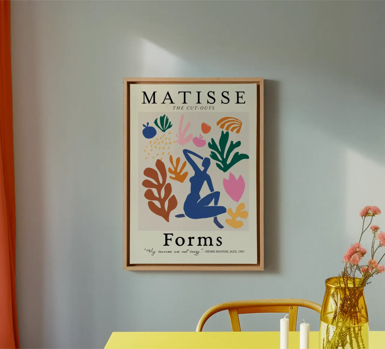 Poster Matisse "I ritagli" Nudo e forme botaniche tela con Cornice a cassetta da homdeco