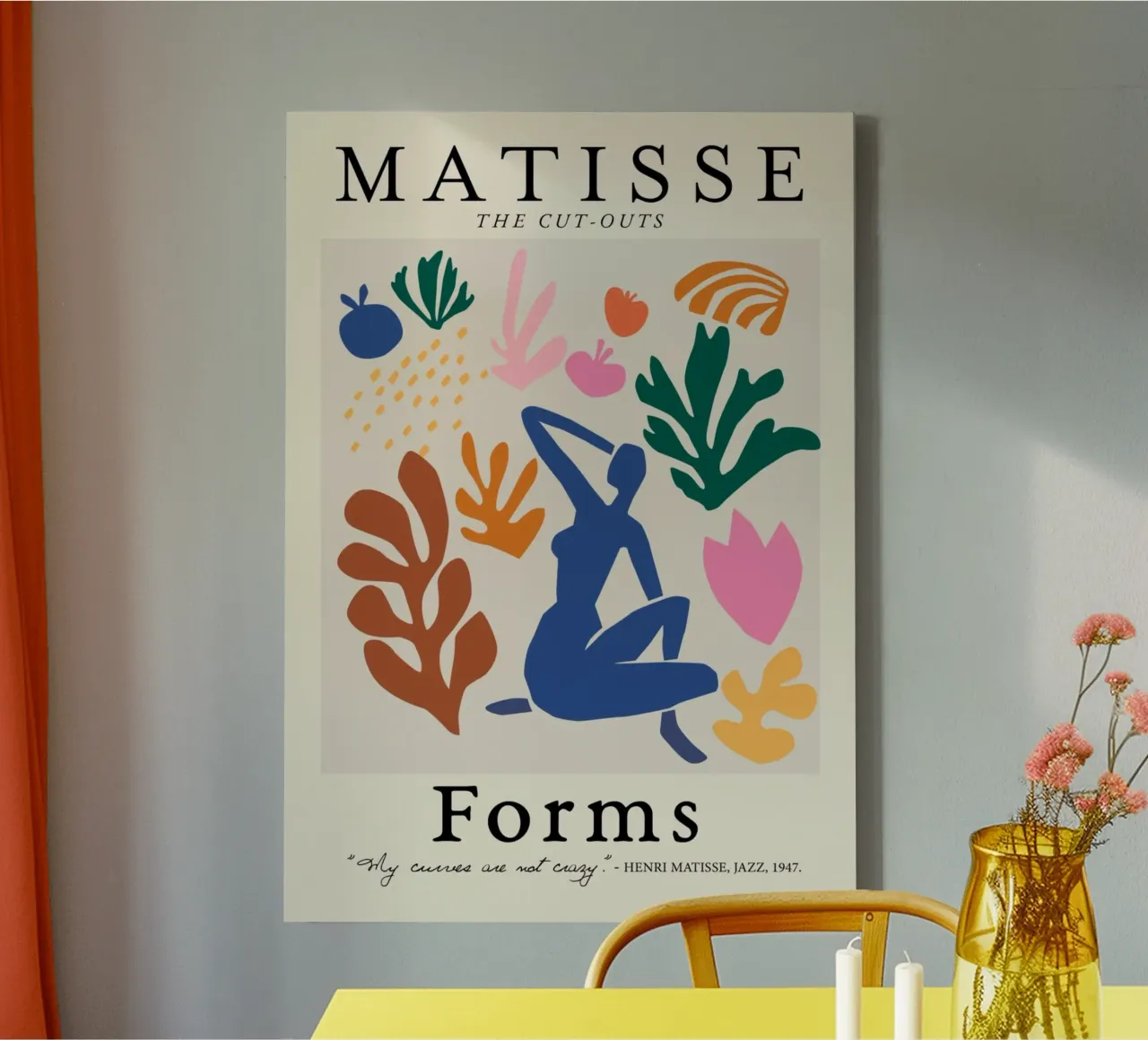 Poster Matisse "I ritagli" Nudo e forme botaniche tela con Cornice a cassetta da homdeco