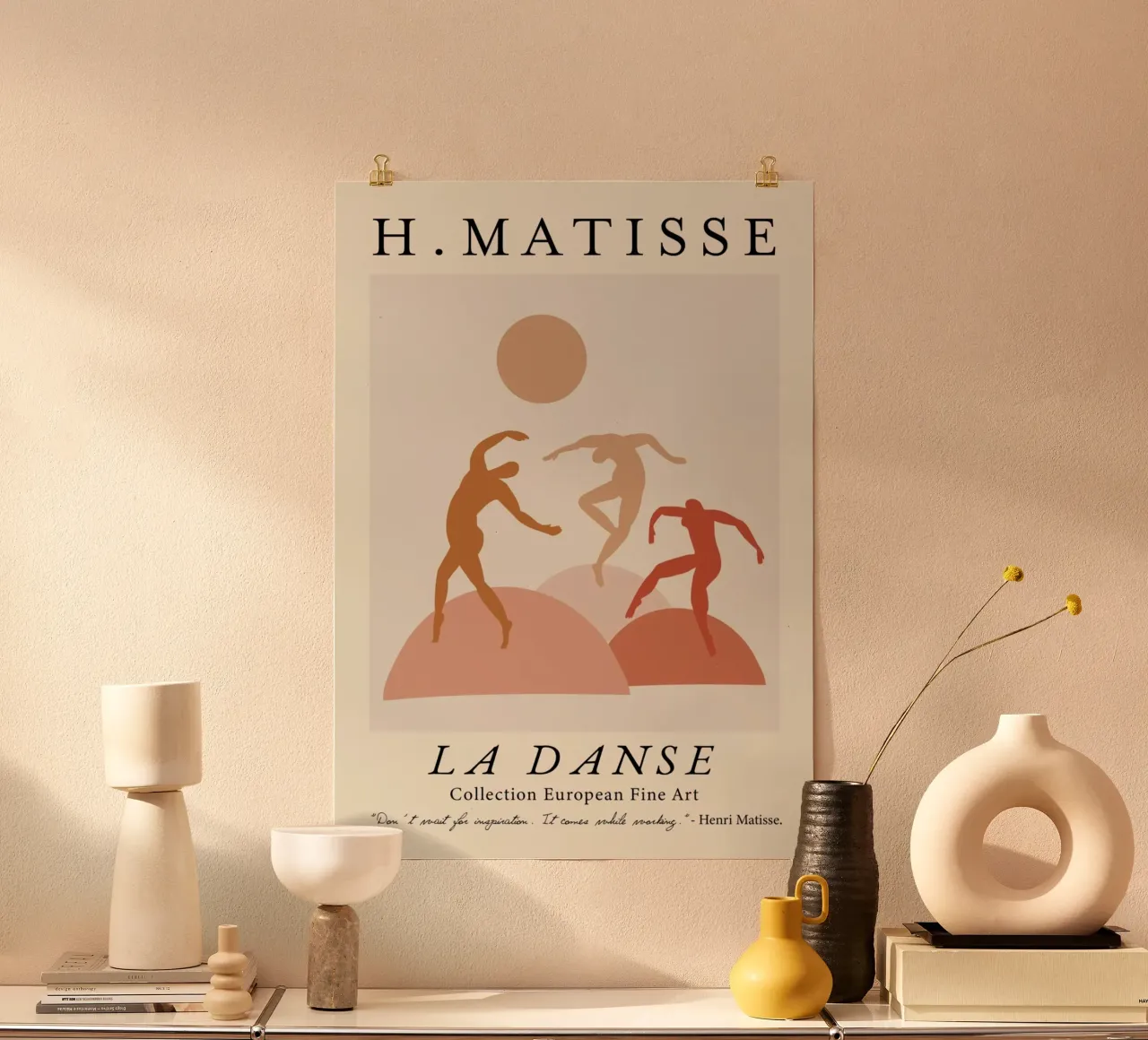 Poster di Matisse "La danza" in terracotta e figure arancioni poster con telaio in alluminio da homdeco
