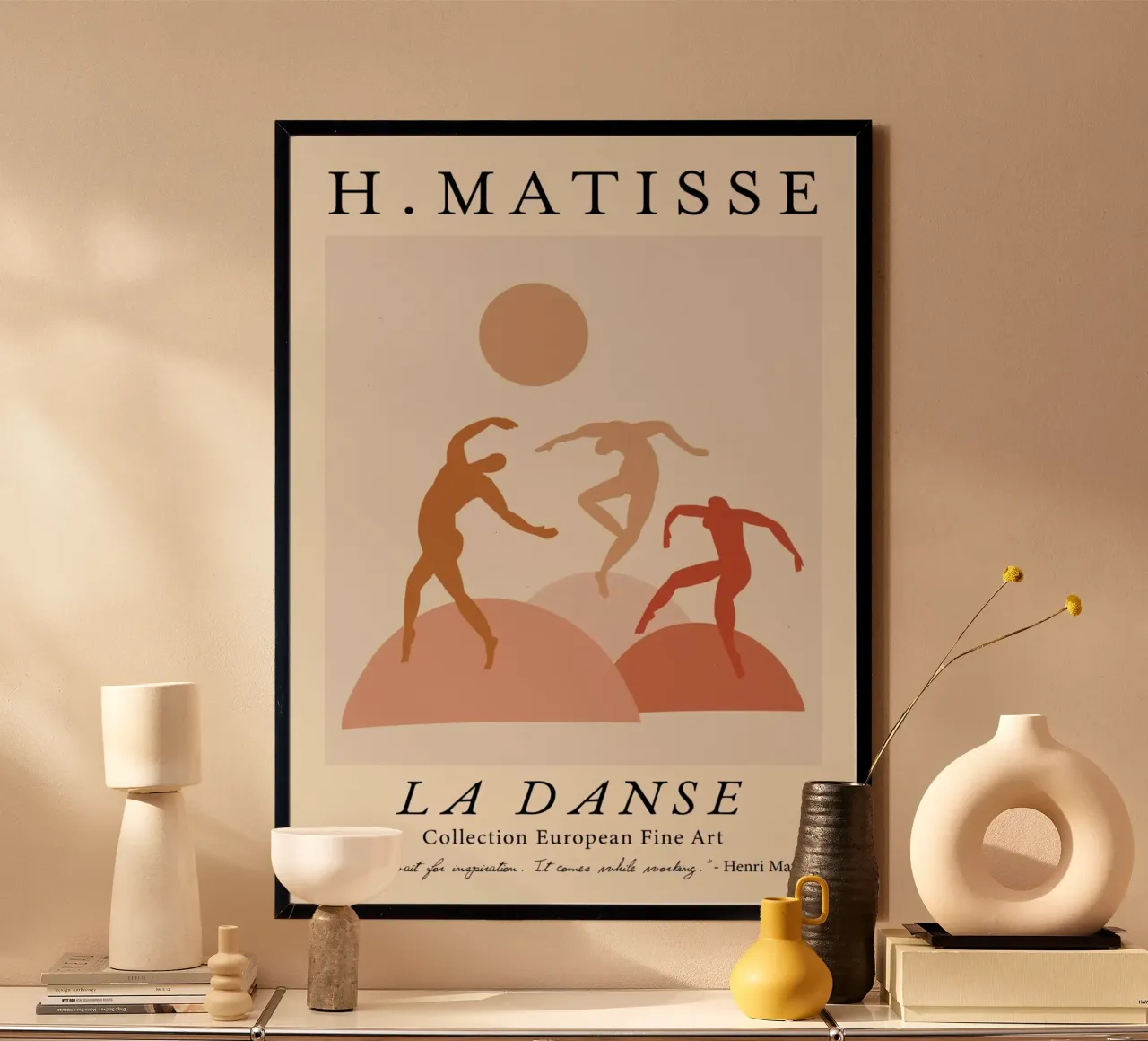 Poster di Matisse "La danza" in terracotta e figure arancioni poster con telaio in alluminio da homdeco