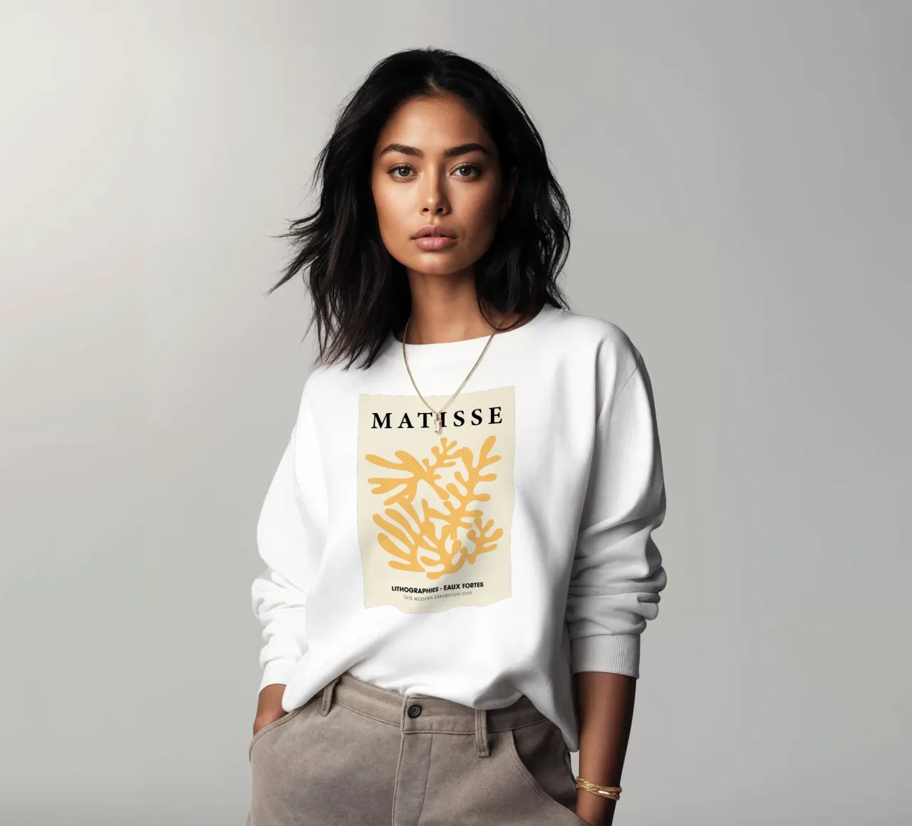 Matisse Orange Coral Abstract Lithograph Print sweatshirt by homdeco