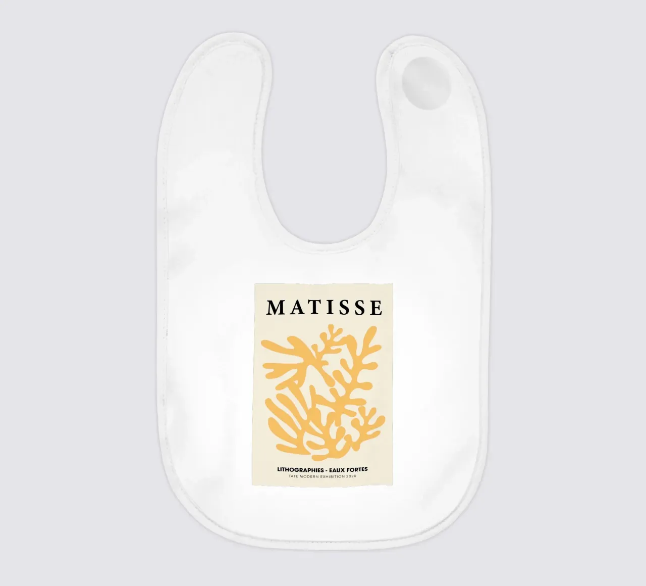 Matisse Orange Coral Abstract Lithograph Print baby bib by homdeco