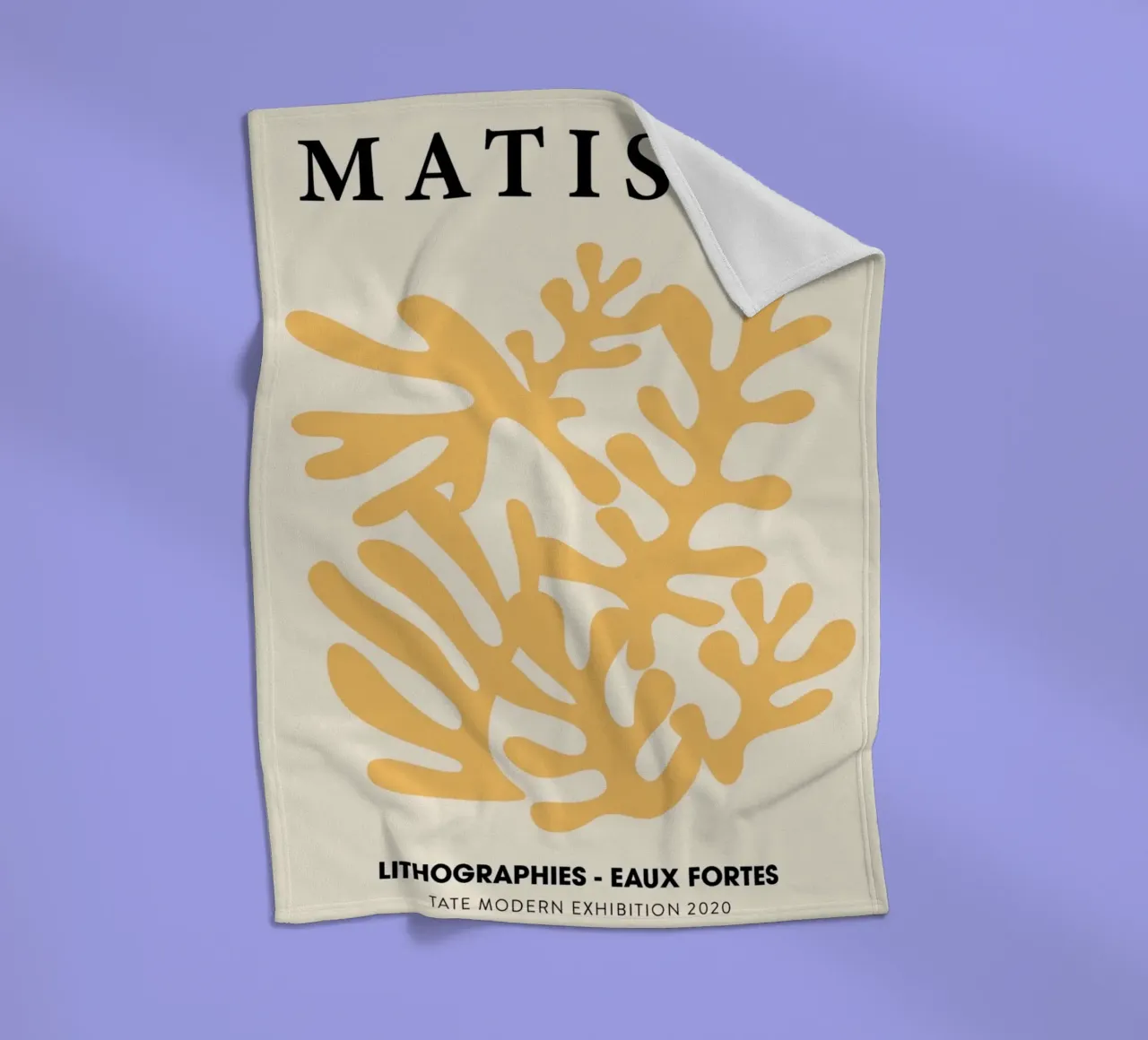 Matisse Orange Coral Abstract Lithograph Print fleece blanket by homdeco