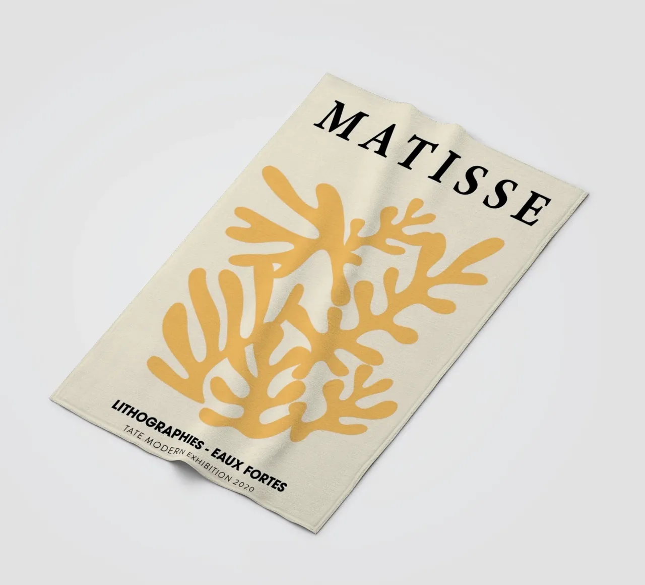 Matisse Orange Coral Abstract Lithograph Print fleece blanket by homdeco