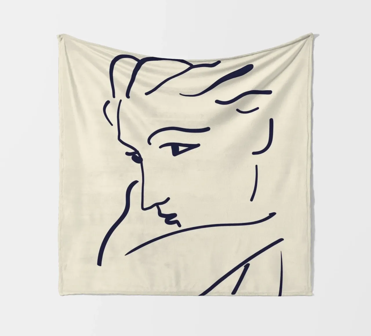 Matisse "Gesicht" Abstract Face Line Art Print Fleecedecke von homdeco