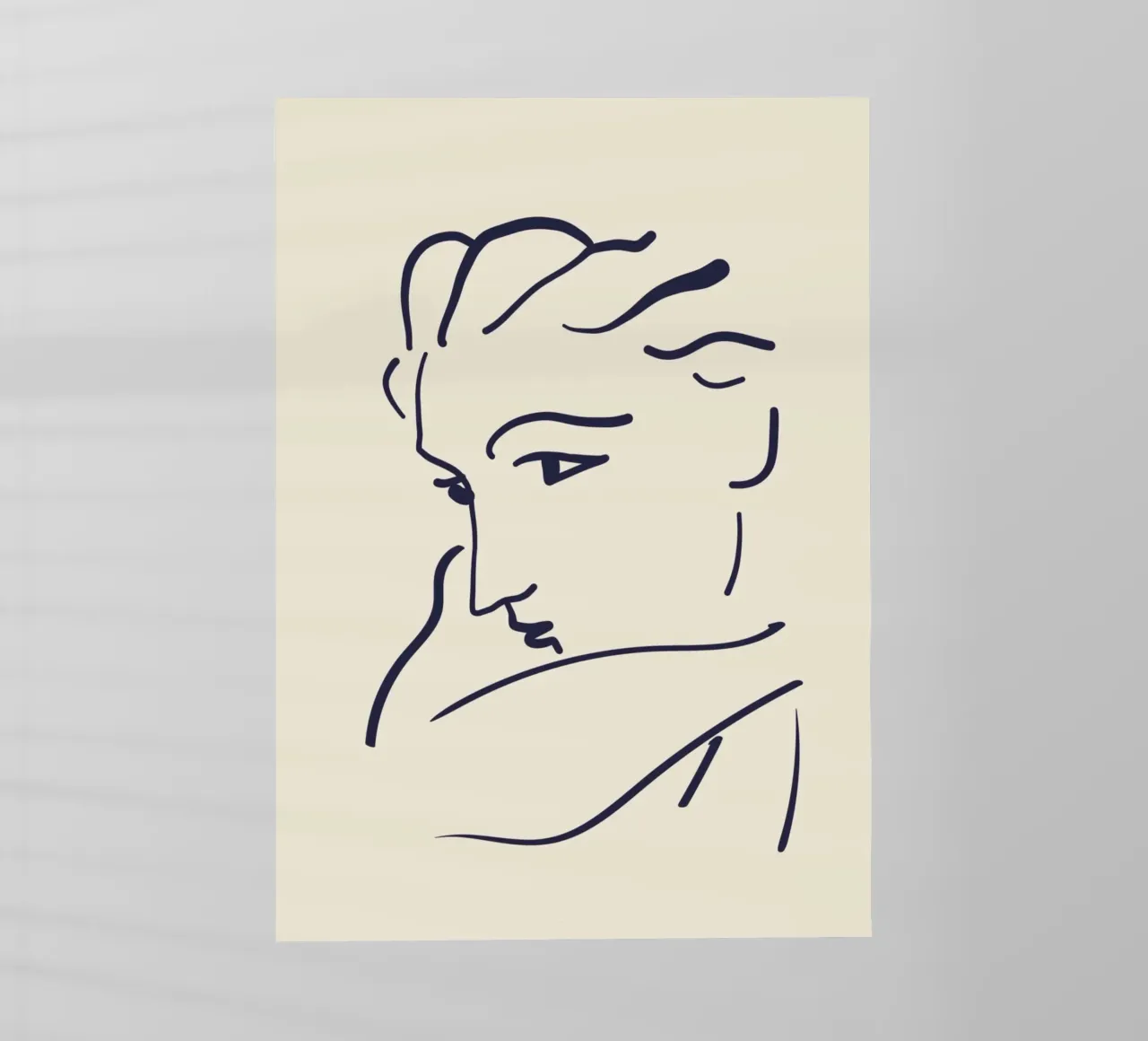 Matisse "Visage" Abstract Face Line Art Print backlit film by homdeco
