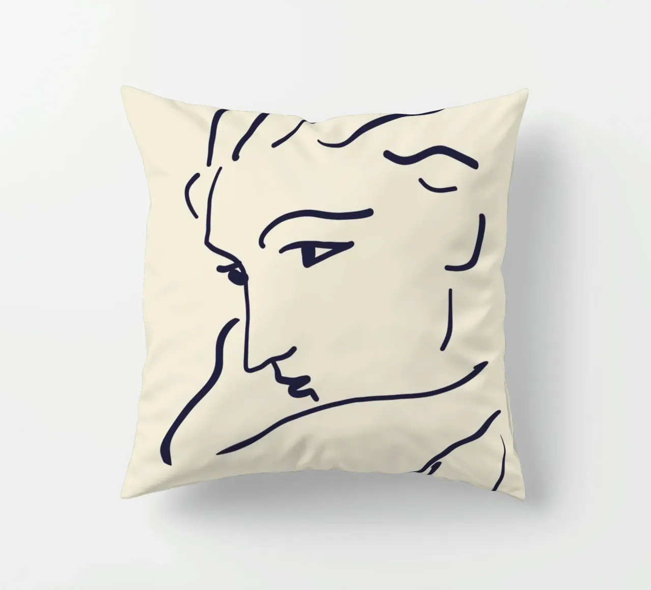 Matisse "Visage" Abstract Face Line Art Print decorative cushion by homdeco