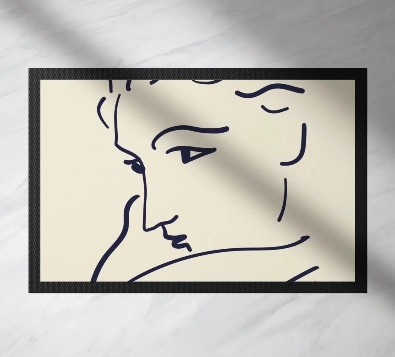 Matisse "Visage" Abstract Face Line Art Print doormat by homdeco