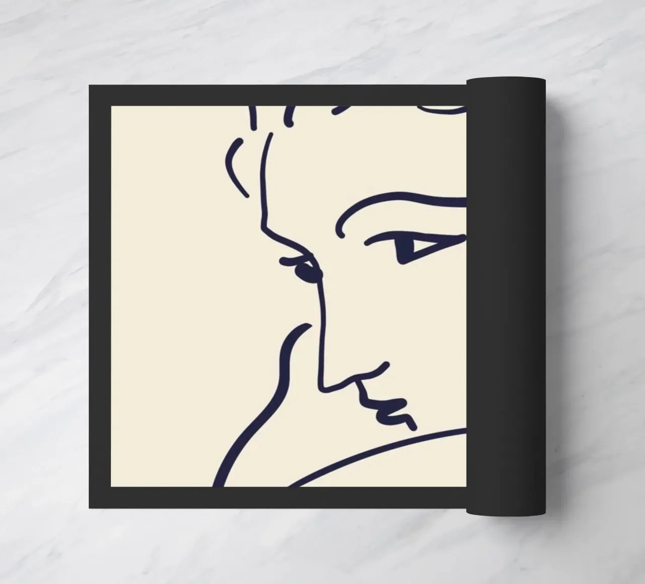 Matisse "Visage" Abstract Face Line Art Print doormat by homdeco