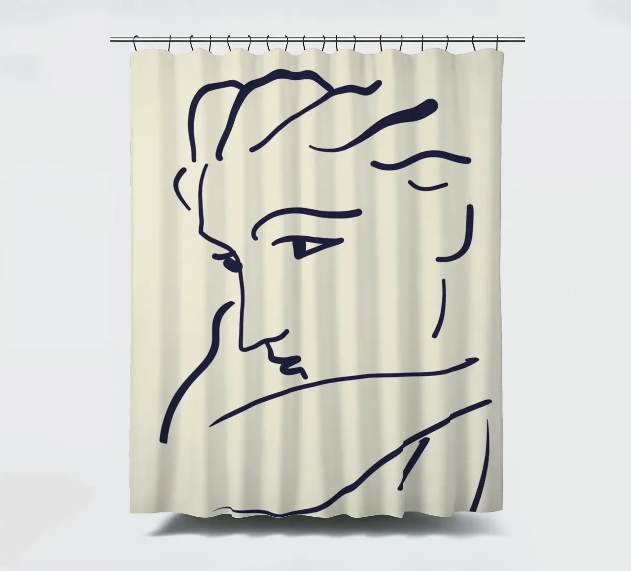 Matisse "Gesicht" Abstract Face Line Art Print Duschvorhang von homdeco