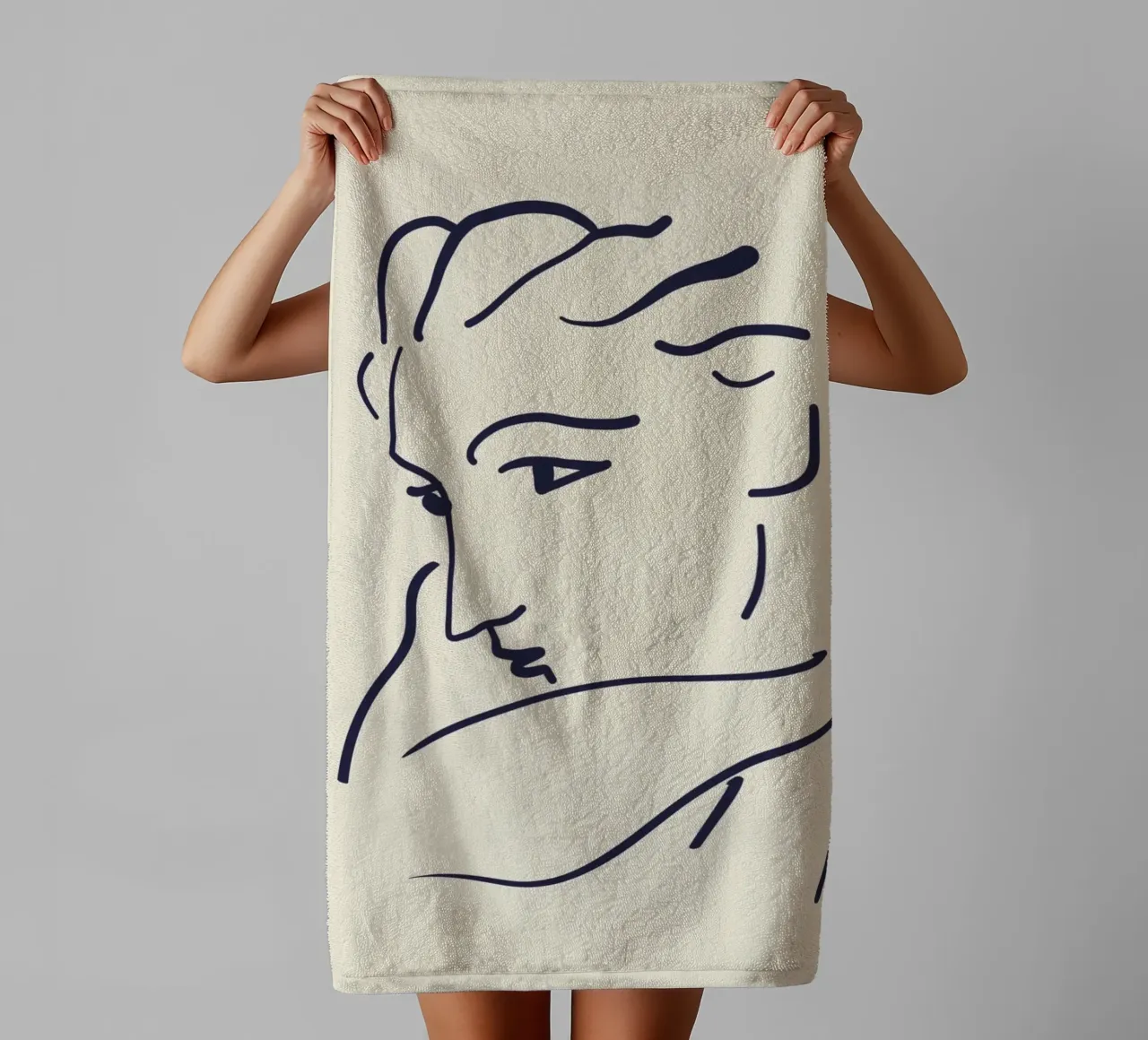 Matisse "Visage" Abstract Face Line Art Print serviette de bain de homdeco